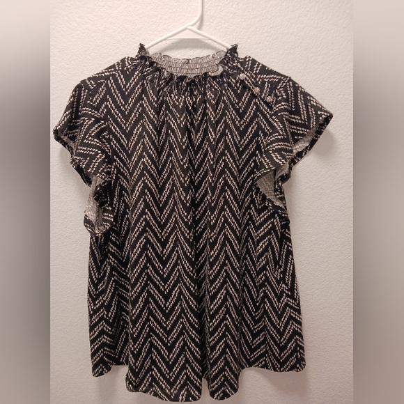 Adrienne Vittadini  Flutter Sleeve Pullover Top Size 3X Black & White - Picture 1 of 8